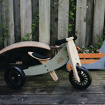 Load image into Gallery viewer, Kinderfeets Tiny Tot Plus tricycle balance bike wooden training bike running bike no pedals toddler children kids birch wood silver sage