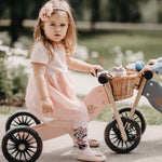 Load image into Gallery viewer, Kinderfeets Tiny Tot Plus tricycle balance bike wooden training bike running bike no pedals toddler children kids birch wood pink rose