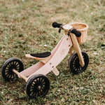 Load image into Gallery viewer, Kinderfeets Tiny Tot Plus tricycle balance bike wooden training bike running bike no pedals toddler children kids birch wood pink rose