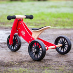 Load image into Gallery viewer, Kinderfeets TINY TOT Trike converts to a 2 wheeled Balance Bike 2-in-1 (Cherry Red) for toddlers and young children training on a no pedals running bike / tricycle