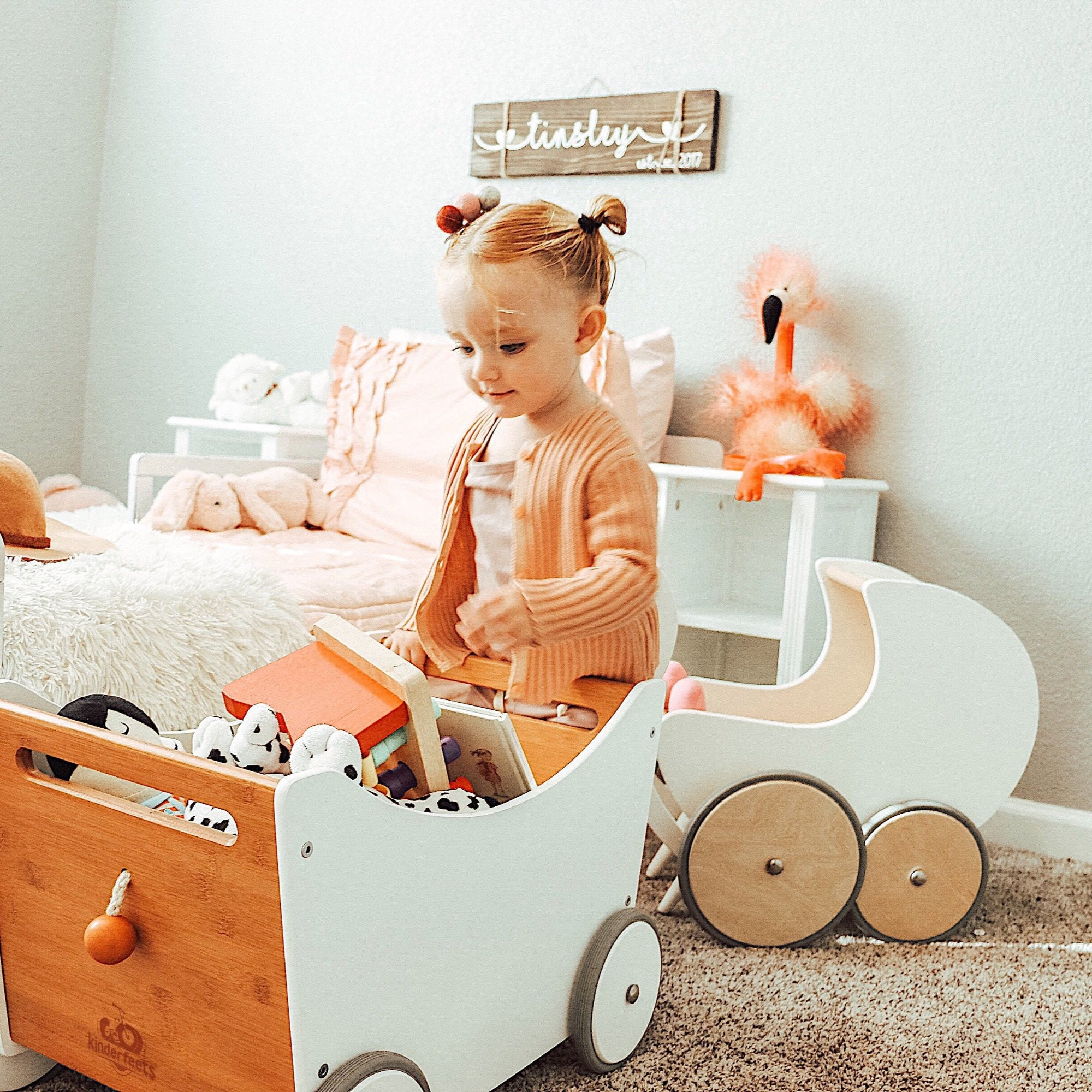 Toy Box Walker White Bamboo Kinderfeets NZ
