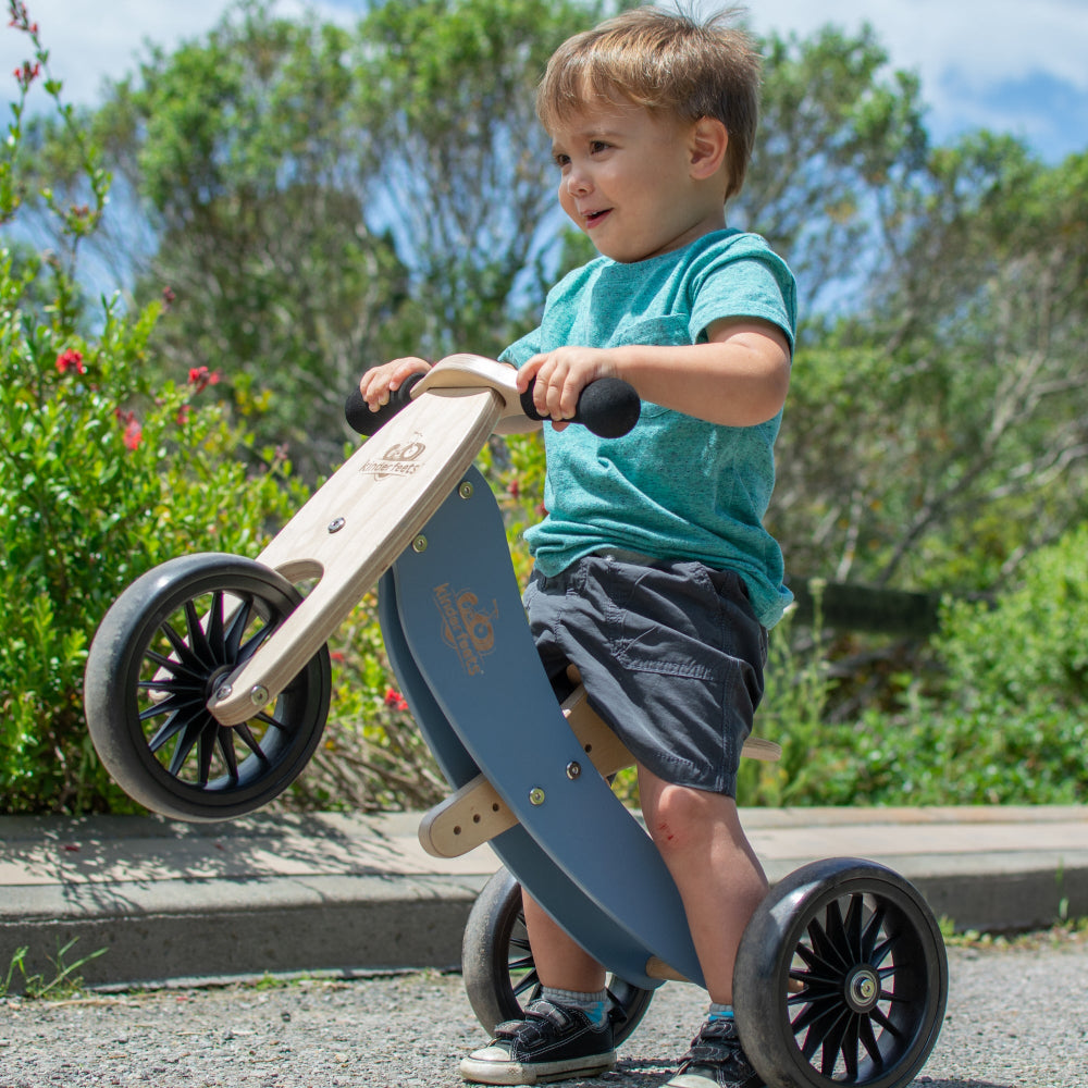 TINY TOT PLUS Slate Blue Trike/Balance Bike & Basket - Kinderfeets NZ