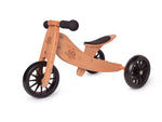 Load image into Gallery viewer, Kinderfeets TINY TOT Trike converts to a 2 wheeled Balance Bike 2-in-1 (Bamboo) &amp; Wooden Crate for toddlers and young children training on a no pedals running bike / tricycle
