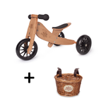 Load image into Gallery viewer, TINY TOT Bamboo Trike/Balance Bike &amp; Basket - Kinderfeets NZ
