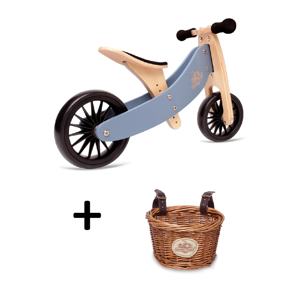 TINY TOT PLUS Slate Blue Trike/Balance Bike & Basket - Kinderfeets NZ