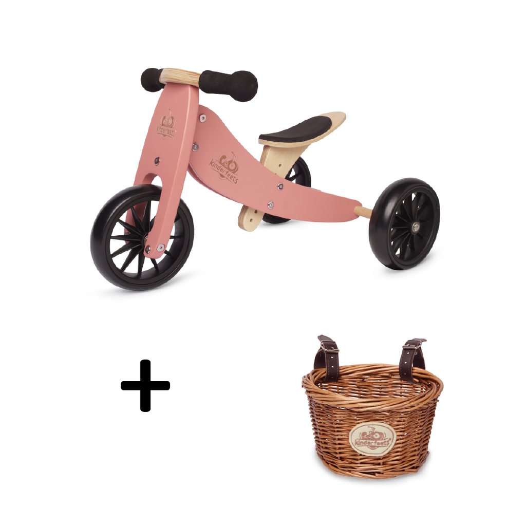 TINY TOT Coral Trike/Balance Bike & Basket - Kinderfeets NZ