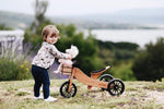 Load image into Gallery viewer, Kinderfeets TINY TOT Trike converts to a 2 wheeled Balance Bike 2-in-1 (Bamboo) &amp; Sage Green Toddler Safety Helmet for toddlers and young children training on a no pedals running bike / tricycle
