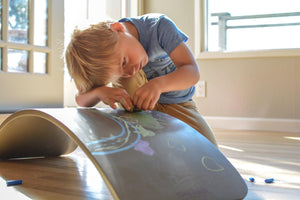 Kinderfeets Kinderboards – Balance board – Wobble board – Sustainably made – Yoga – Exercise – Meditation – Physiotherapy – Agility training for surfers, skaters, snowboarders – New Zealand – NZ – Wooden Learning Toy - Chalkboard - Blackboard