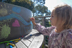Load image into Gallery viewer, Kinderfeets Kinderboards – Balance board – Wobble board – Sustainably made – Yoga – Exercise – Meditation – Physiotherapy – Agility training for surfers, skaters, snowboarders – New Zealand – NZ – Wooden Learning Toy - Chalkboard - Blackboard
