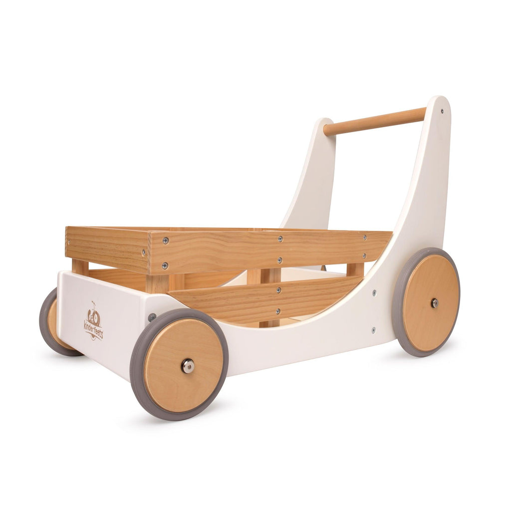 Kinderfeets baby walker - wooden toy box - toybox - toy cart - baby walkers - toddlers - Cargo Walker - white
