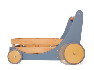 Kinderfeets baby walker - wooden toy box - toybox - toy cart - baby walkers - toddlers - Cargo Walker - Slate blue