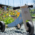 Load image into Gallery viewer, Kinderfeets Tiny Tot Plus tricycle balance bike wooden training bike running bike no pedals toddler children kids birch wood slate blue 
