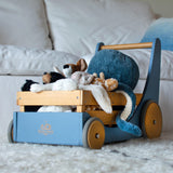 Kinderfeets baby walker - wooden toy box - toybox - toy cart - baby walkers - toddlers - Cargo Walker - Slate blue