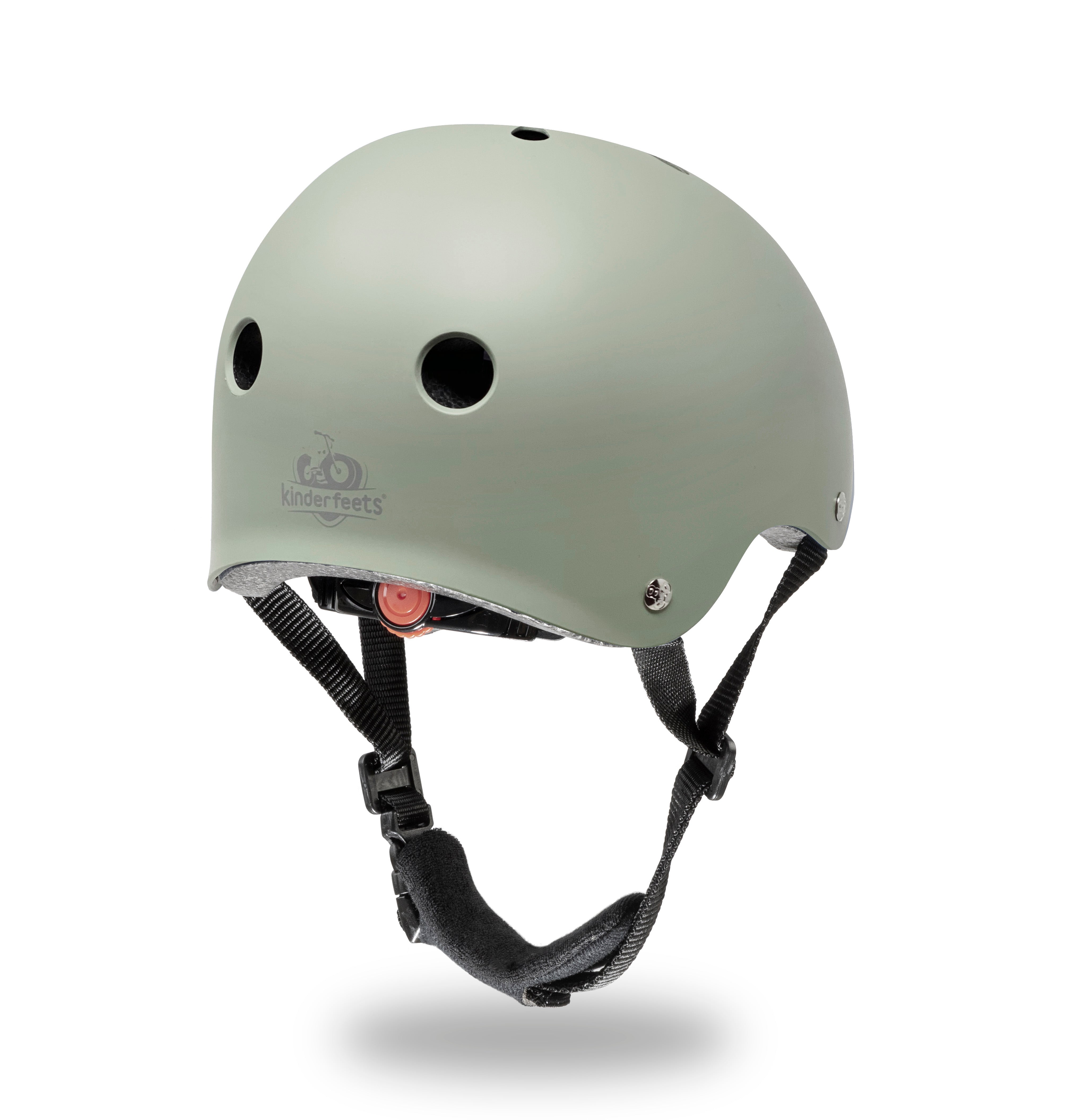 Kinderfeets Toddler Bike Safety Helmet in Matte Silver Sage. Adjustable Fit Dial System and padded chin strap provide additional comfort while an ABS outer shell and EPS liner ensure child safety.