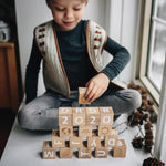 Load image into Gallery viewer, Kinderfeets ABC blocks numbers counting pictures elements seasons - wooden learning toy - bamboo - sustainable - New Zealand - toddlers - children - kids
