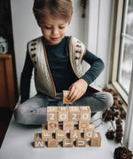 Load image into Gallery viewer, Kinderfeets ABC blocks numbers counting pictures elements seasons - wooden learning toy - bamboo - sustainable - New Zealand - toddlers - children - kids
