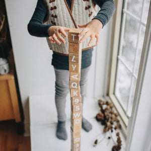 Kinderfeets ABC blocks numbers counting pictures elements seasons - wooden learning toy - bamboo - sustainable - New Zealand - toddlers - children - kids