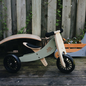 TINY TOT PLUS Silver Sage Trike/Balance Bike & Wooden Crate - Kinderfeets NZ