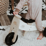 Load image into Gallery viewer, Kinderfeets Tiny Tot Plus tricycle balance bike wooden training bike running bike no pedals toddler children kids birch wood white 
