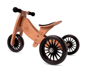 Kinderfeets Tiny Tot Plus tricycle balance bike wooden training bike running bike no pedals toddler children kids bamboo kids safety bike helmet sage