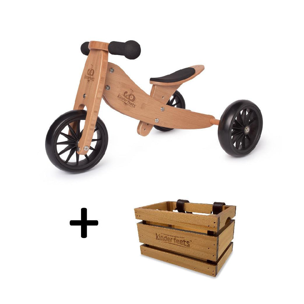 TINY TOT Bamboo Trike/Balance Bike & Wooden Crate - Kinderfeets NZ