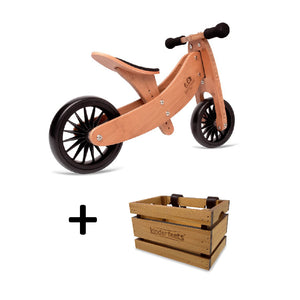 TINY TOT PLUS Bamboo Trike/Balance Bike & Wooden Crate - Kinderfeets NZ