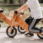 Load image into Gallery viewer, Kinderfeets Tiny Tot Plus tricycle balance bike wooden training bike running bike no pedals toddler children kids bamboo kids safety bike helmet sage
