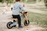 Load image into Gallery viewer, Kinderfeets Tiny Tot Plus tricycle balance bike wooden training bike running bike no pedals toddler children kids birch wood slate blue 
