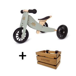 TINY TOT Sage Trike/Balance Bike & Wooden Crate - Kinderfeets NZ