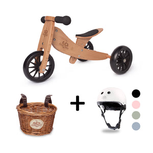 TINY TOT Bamboo Trike/Balance Bike, Helmet & Basket - Kinderfeets NZ