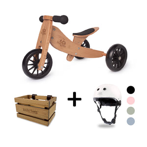 TINY TOT Bamboo Trike/Balance Bike, Helmet & Crate - Kinderfeets NZ
