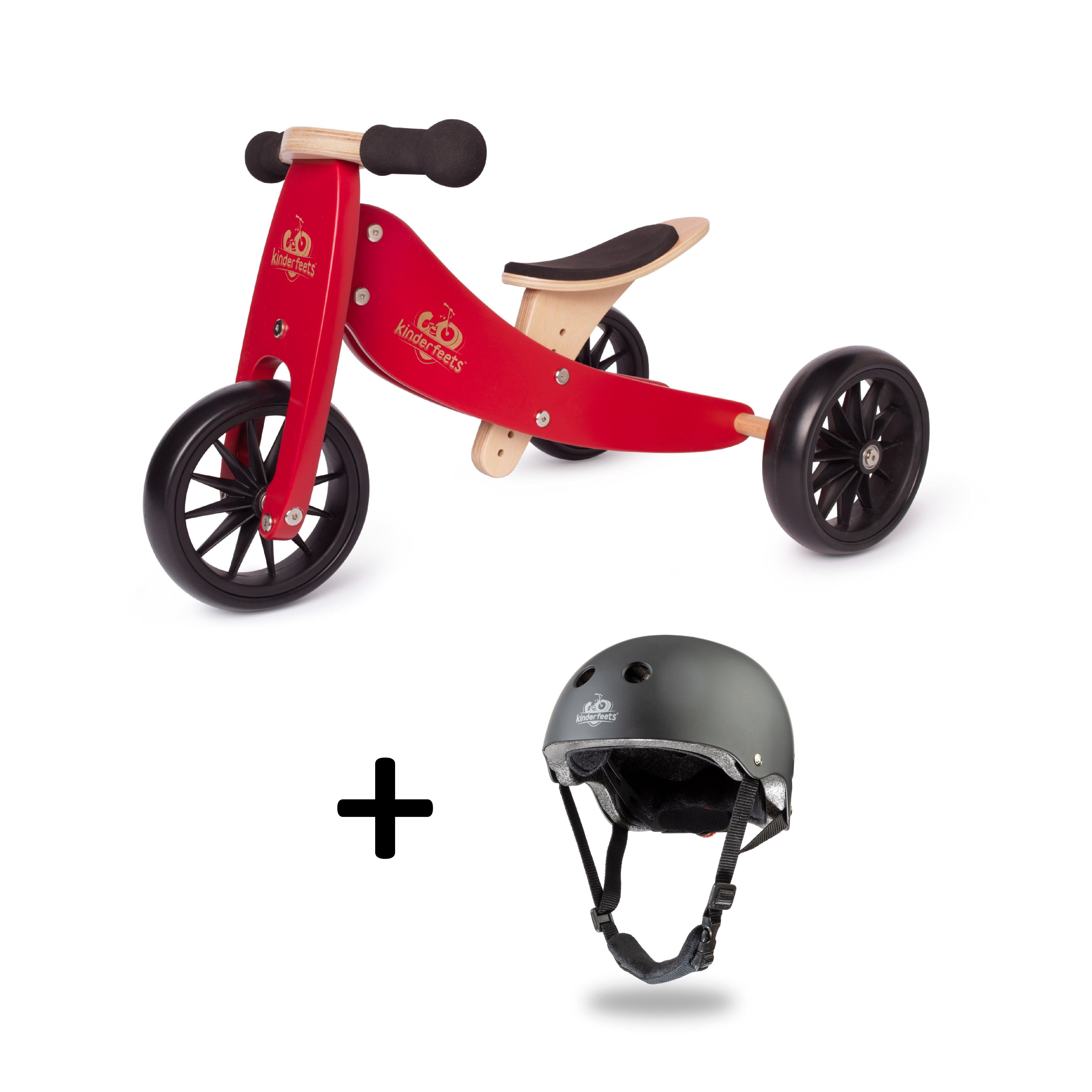 TINY TOT Cherry Red Trike/Balance Bike & Toddler Bike Helmet - Kinderfeets NZ